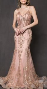 Corset style mermaid long glitter pattern gown